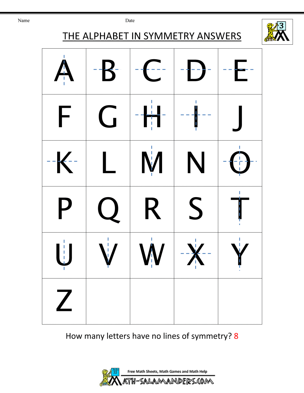 Lines Of Symmetry Worksheets Printable