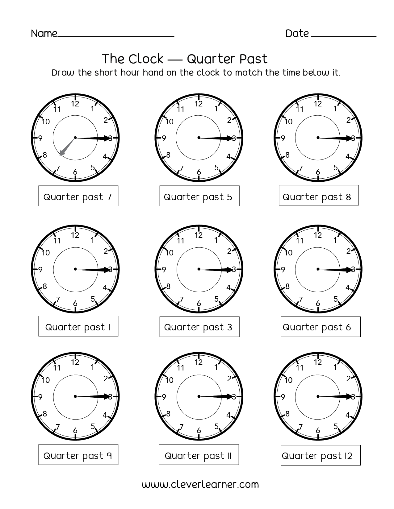 Telling Time Quarter Past The Hour Worksheets For 2nd Graders Telling Time Quarter Past The Hour Worksheets For 2nd Graders