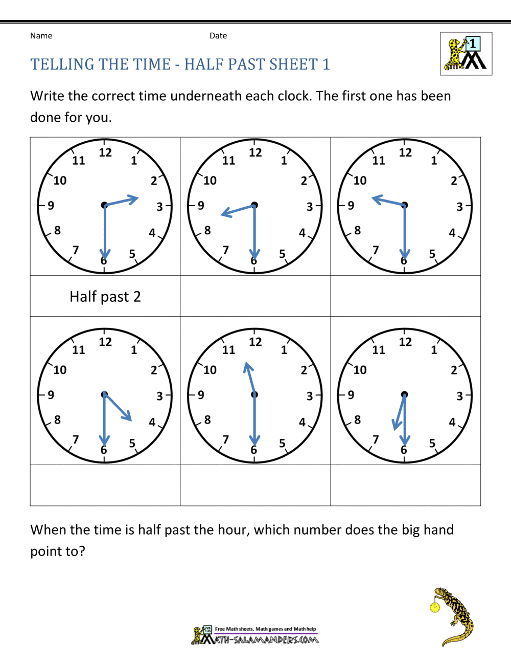 Telling Time Worksheets O Clock And Half Past Telling Time Worksheets O Clock And Half Past