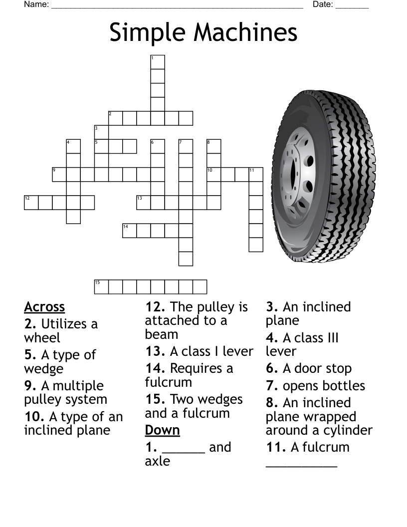 THE 6 SIMPLE MACHINES Crossword WordMint THE 6 SIMPLE MACHINES Crossword WordMint