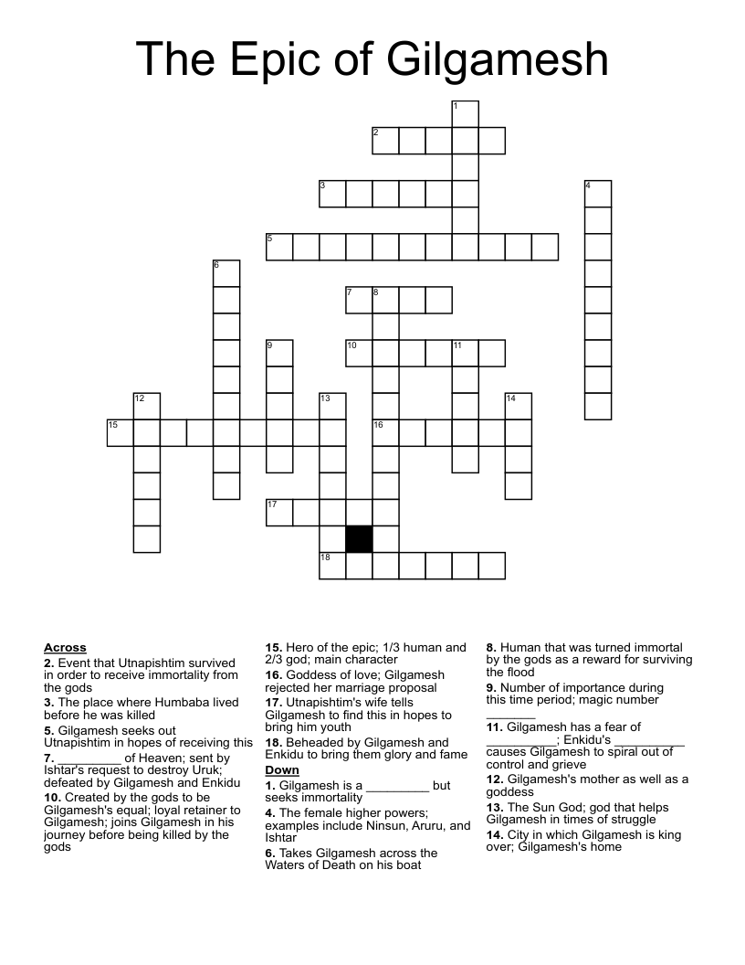 Gilgamesh Word Search WordMint