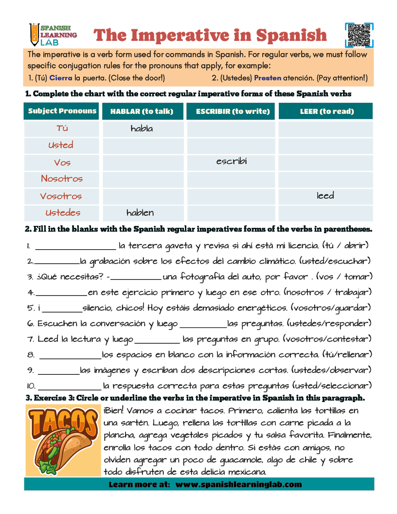 Free Spanish Commands Worksheet Download Free Spanish Commands Worksheet Png Images Free Worksheets On Clipart Library
