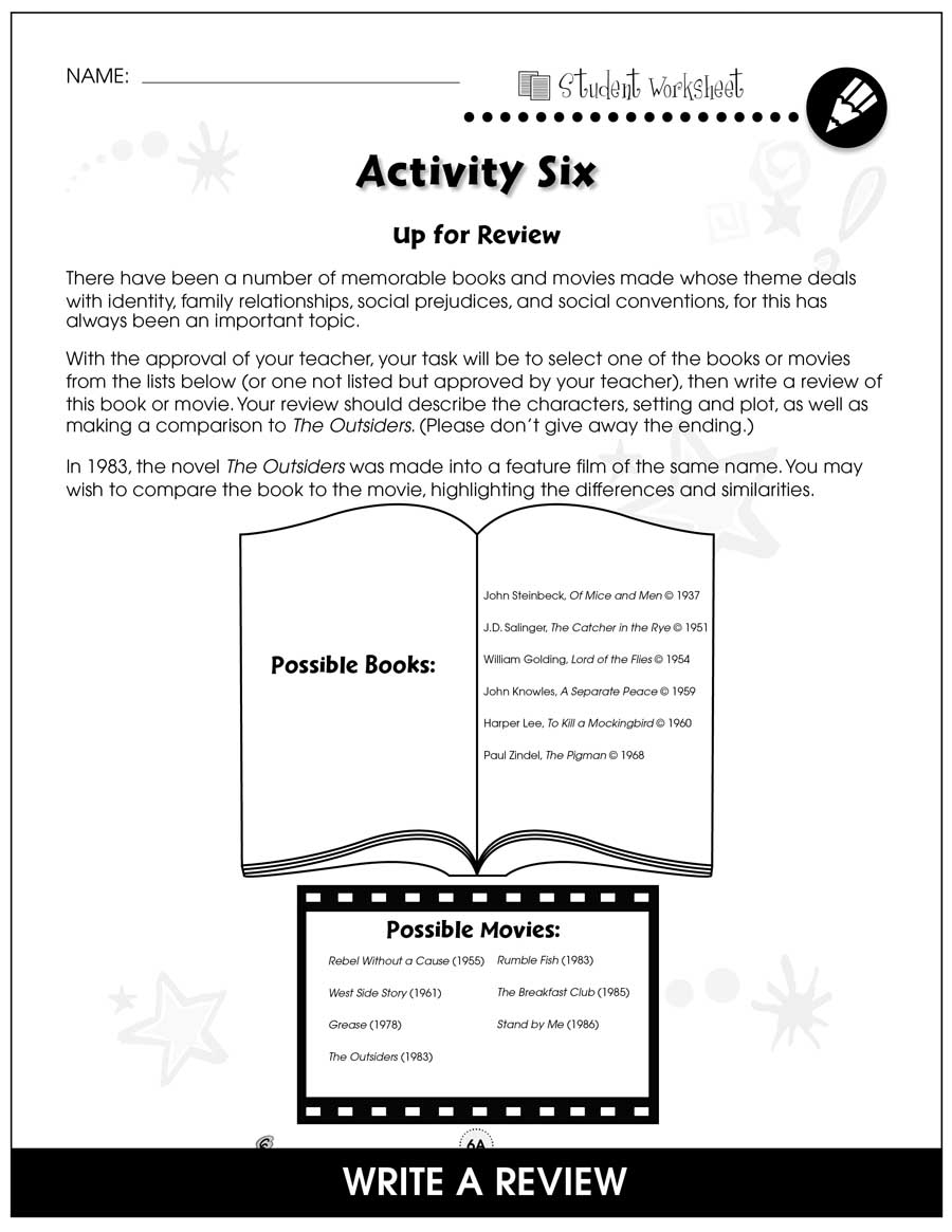 The Outsiders BONUS WORKSHEETS Grades 9 To 12 EBook Bonus Worksheets Library