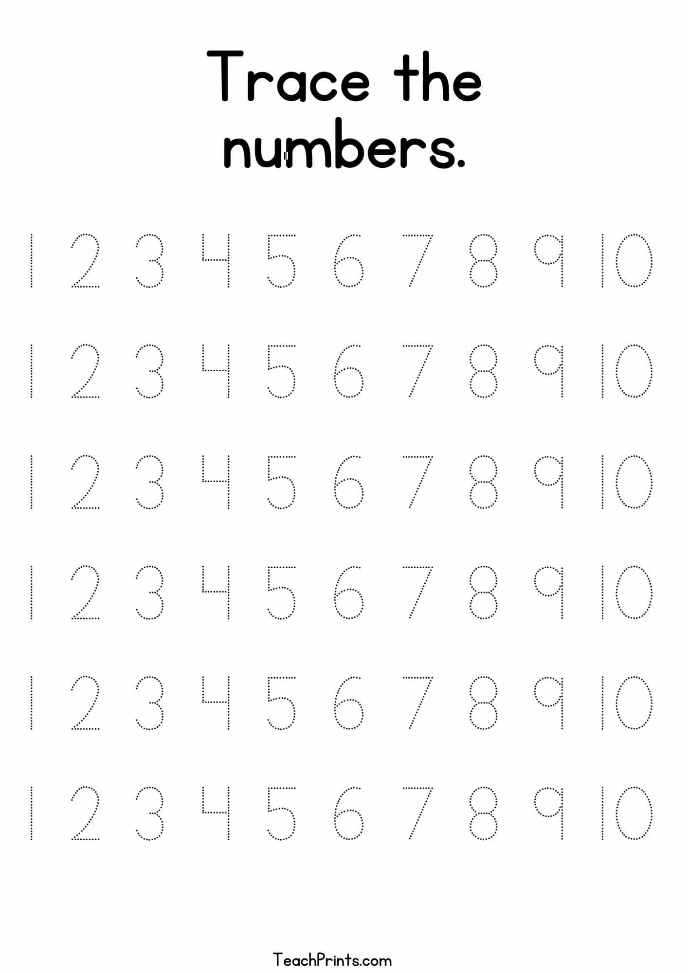 Tracing Numbers 1 10 Worksheets Free Printable Pdfs Teach Prints Tracing Numbers 1 10 Worksheets Free Printable Pdfs Teach Prints