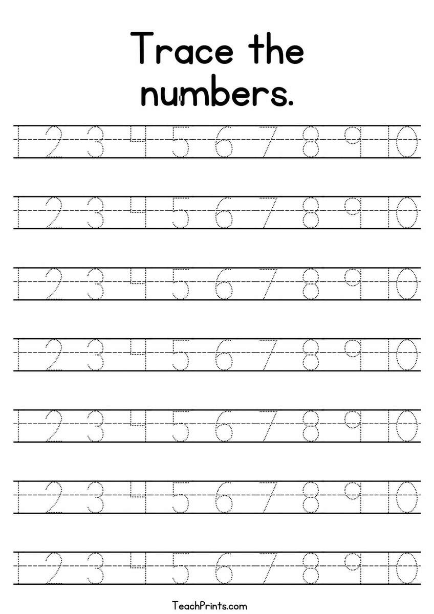 Tracing Numbers 1 10 Worksheets Free Printable Pdfs Teach Prints Tracing Numbers 1 20 Worksheets Free Printable Pdfs Teach Prints
