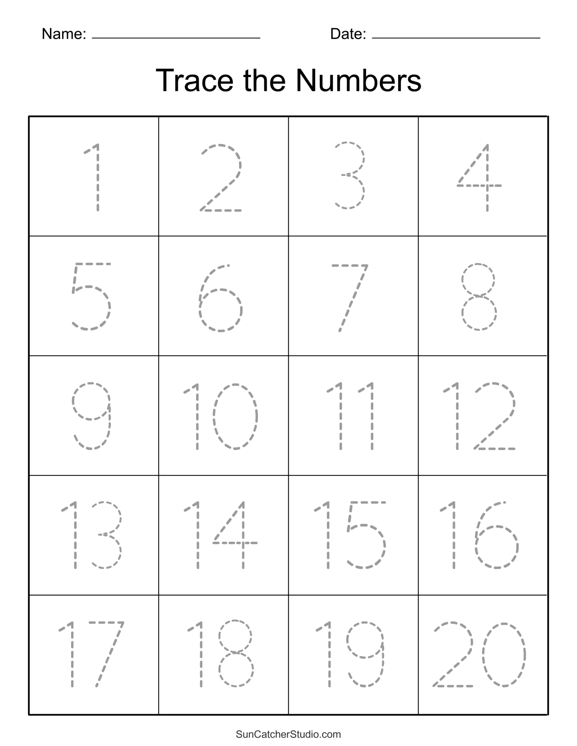 Tracing Numbers Free Printable Practice PDF Worksheets Free Printables Lettering SVG Files Tools Apps Tracing Number 1 To 20 Printable Star Worksheets