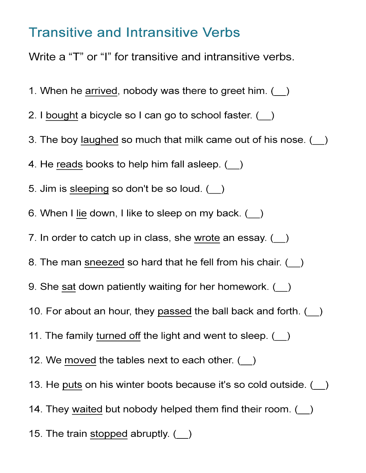 Transitive And Intransitive Verbs Worksheet ALL ESL Transitive And Intransitive Verbs Worksheet ALL ESL