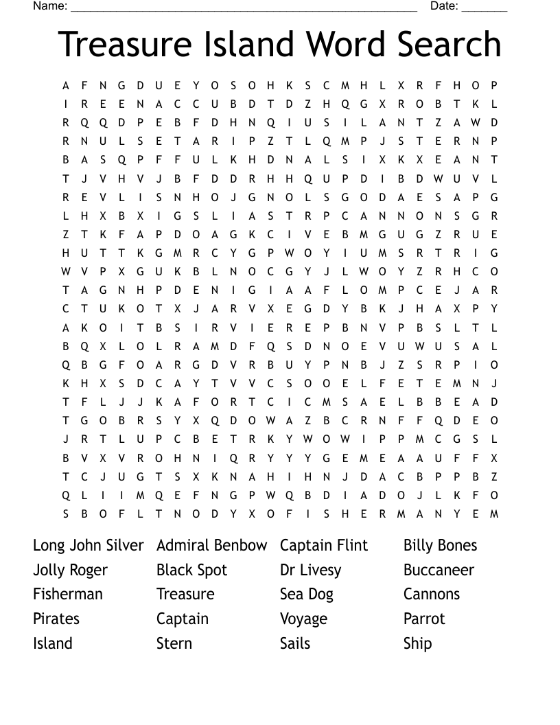 Treasure Island Word Search WordMint Treasure Island Word Search WordMint