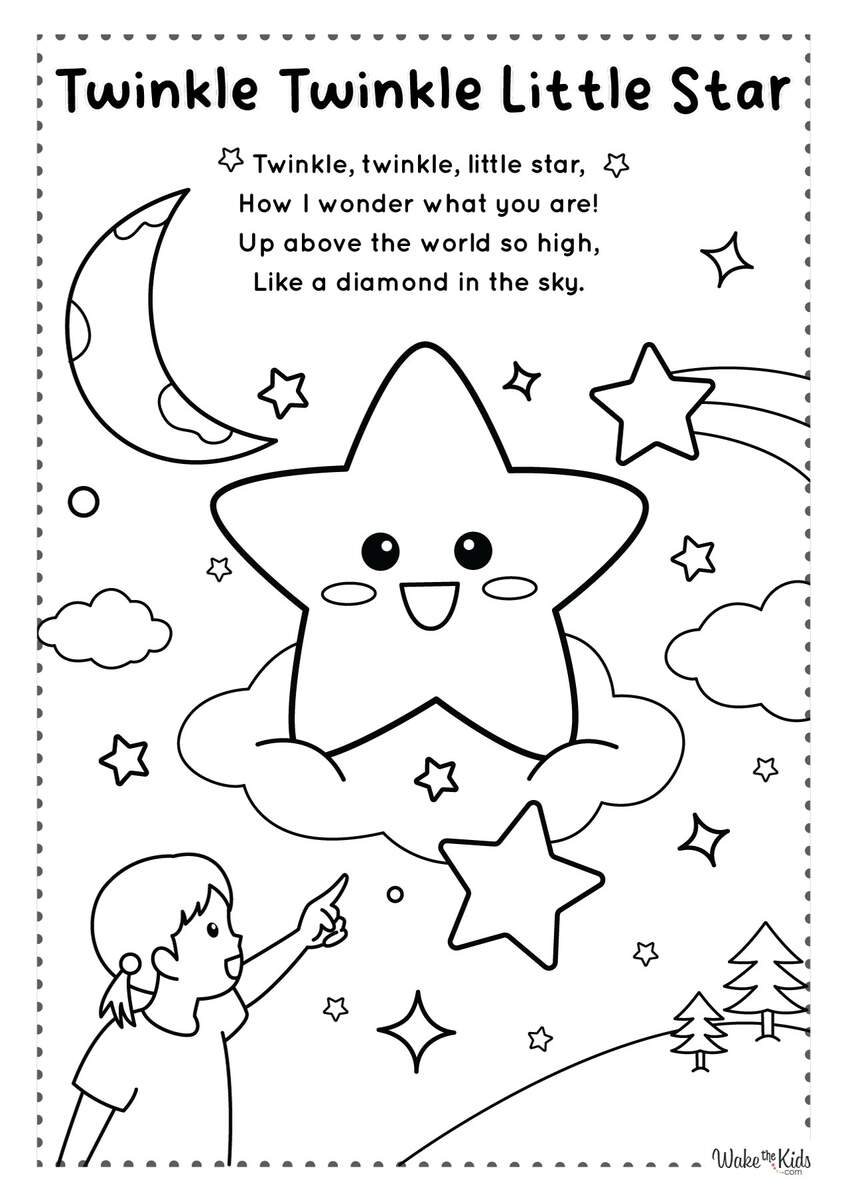 Twinkle Twinkle Little Star Coloring Pages Free Printable PDFs WakeTheKids