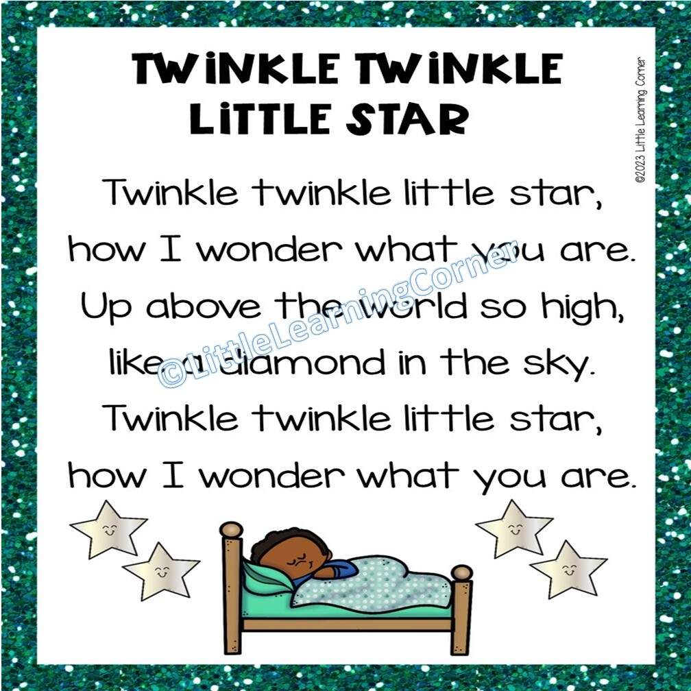 Twinkle Twinkle Little Star Lyrics Activities And Printables For Kids Little Learning Corner