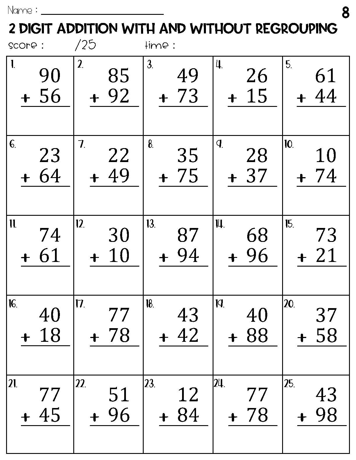 Two Digit Addition With And Without Regrouping Worksheets Etsy Finland Two Digit Addition With And Without Regrouping Worksheets Etsy Finland