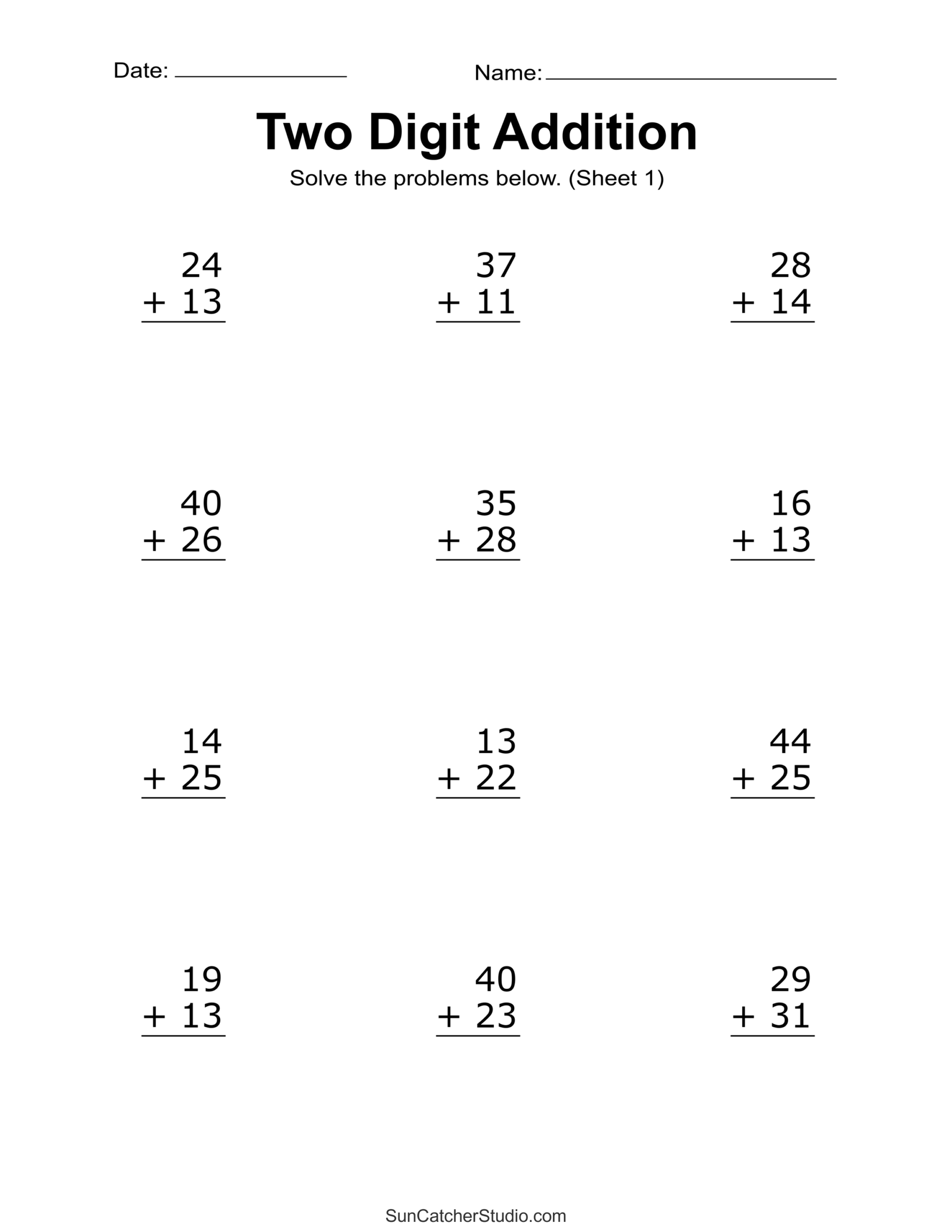 Two Digit Addition Worksheets Printable 2 Digit Problems Free Printables Lettering SVG Files Tools Apps 10 Printable Two Digit Addition Worksheets Double Digit Addition Worksheets 1st Grade 2nd Grade Made By Teachers