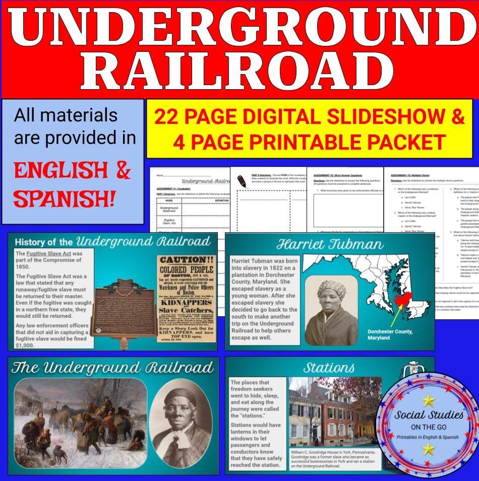 Underground Railroad Digital Slideshow Printable Packet English And Spanish Classful