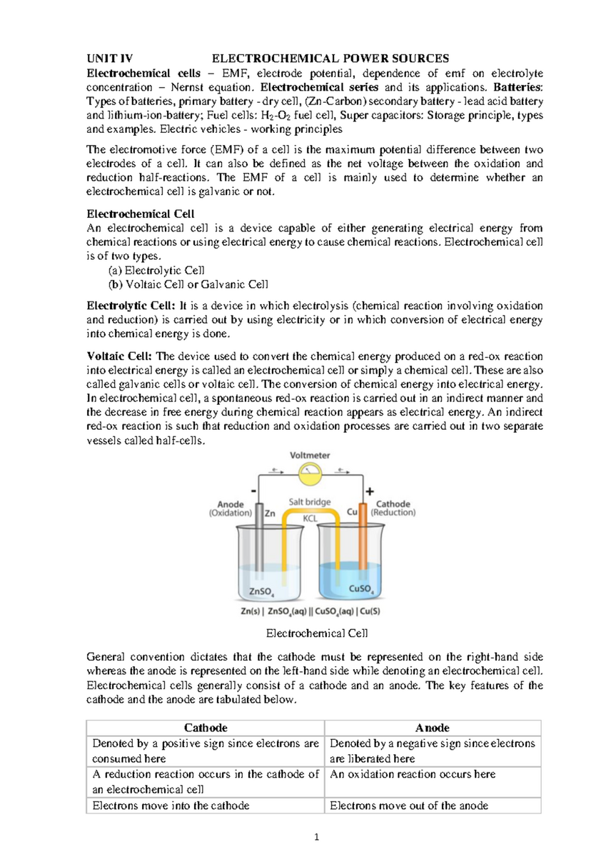 Unit IV And V It S About Fuel And Cells UNIT IV ELECTROCHEMICAL POWER SOURCES Electrochemical Studocu Unit IV And V It S About Fuel And Cells UNIT IV ELECTROCHEMICAL POWER SOURCES Electrochemical Studocu