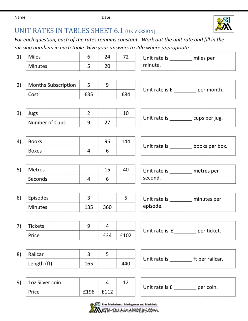 Unit Rate Problems 6th Grade 7th Grade Compound Probability Ratios Worksheets For Free ArgoPrep