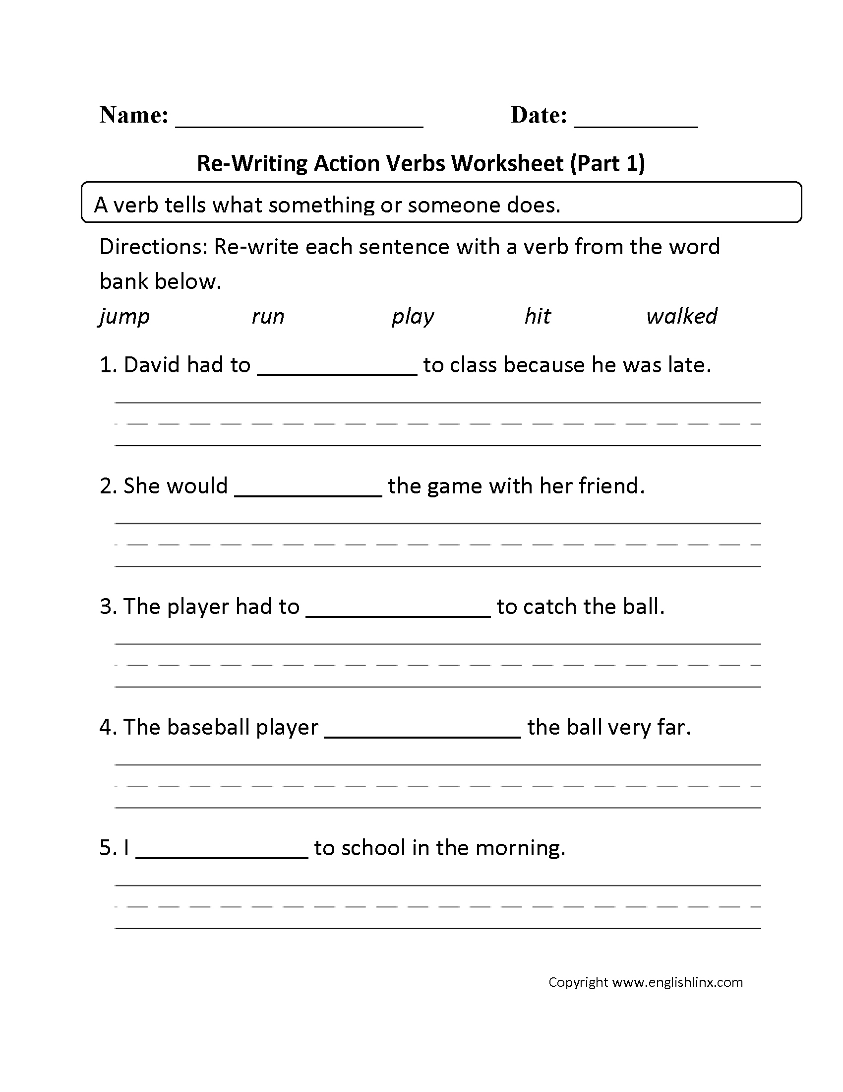 Action Or Linking Verb Worksheet Worksheets Library