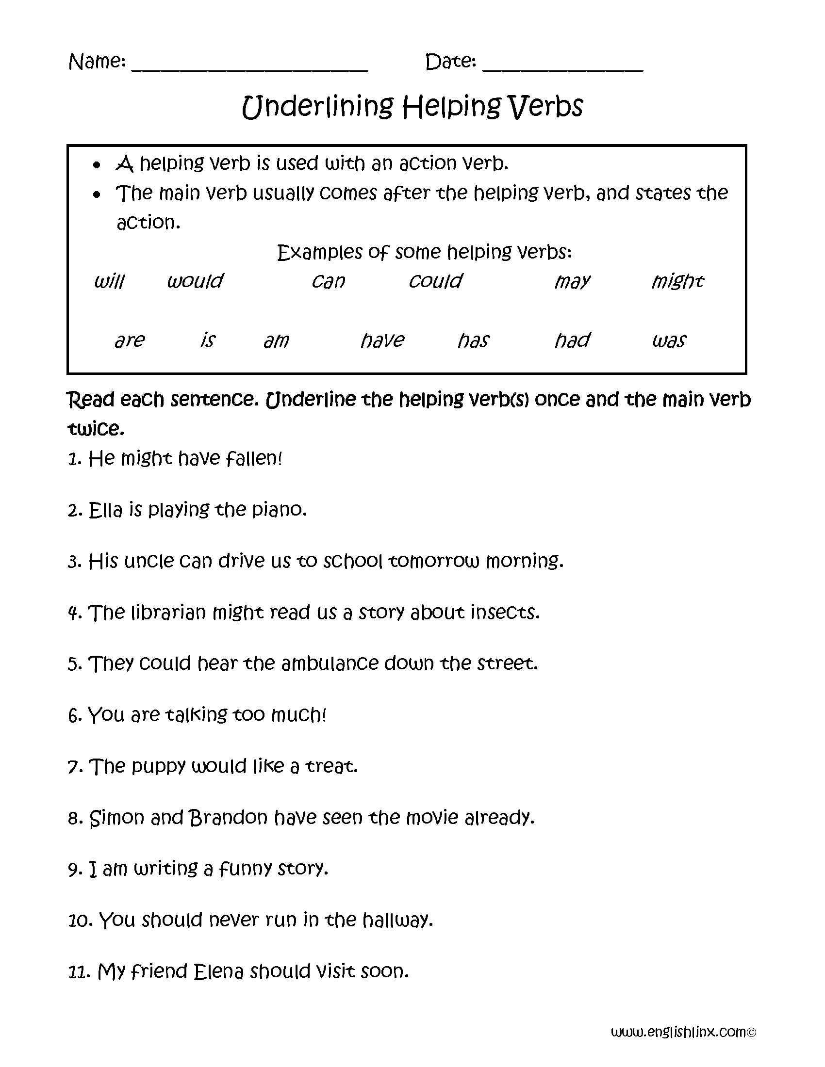Verbs Worksheets Helping Verbs Worksheets Verbs Worksheets Helping Verbs Worksheets
