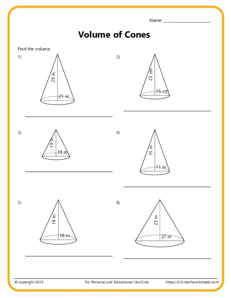 Volume Of Pyramids Cones And Spheres Worksheet Fun And Engaging 8th Grade PDF Worksheets Cazoom Math