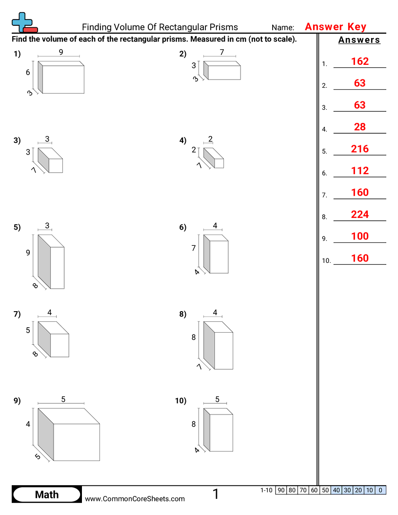 Volume Worksheets