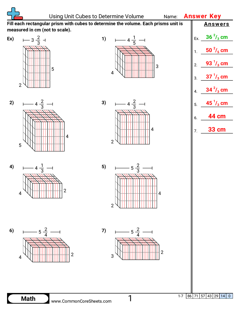 Volume Worksheets