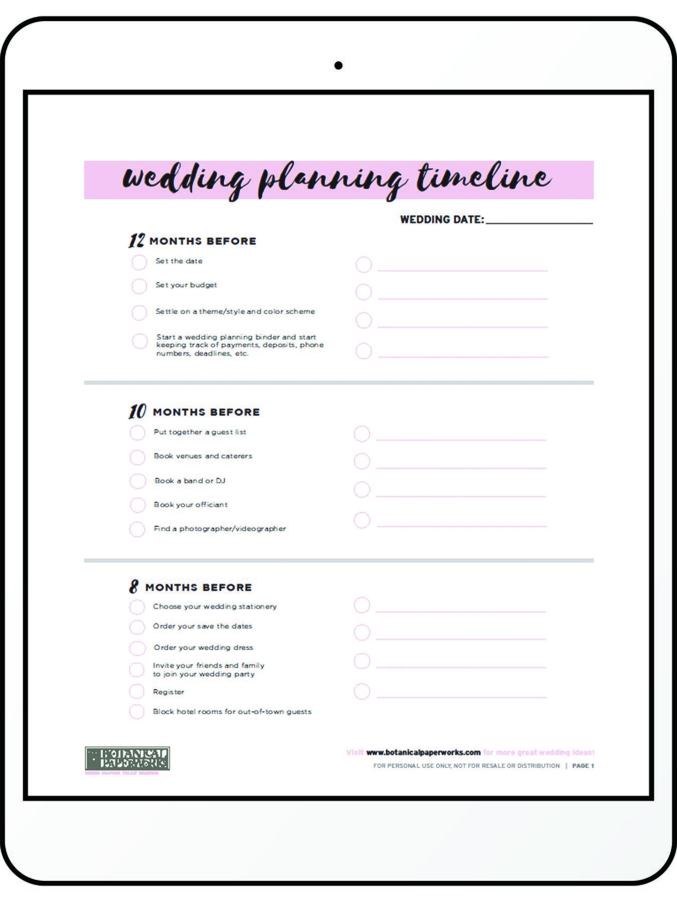 Wedding Planner Printables Printable Party Favors Wedding Planner Printables Printable Party Favors
