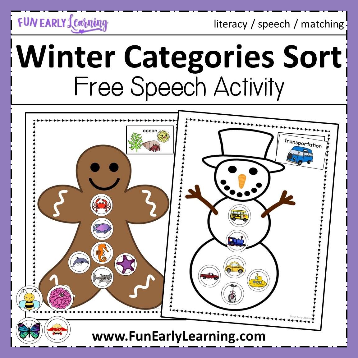 Winter Categories Sorting Speech Activity Fun Early Learning
