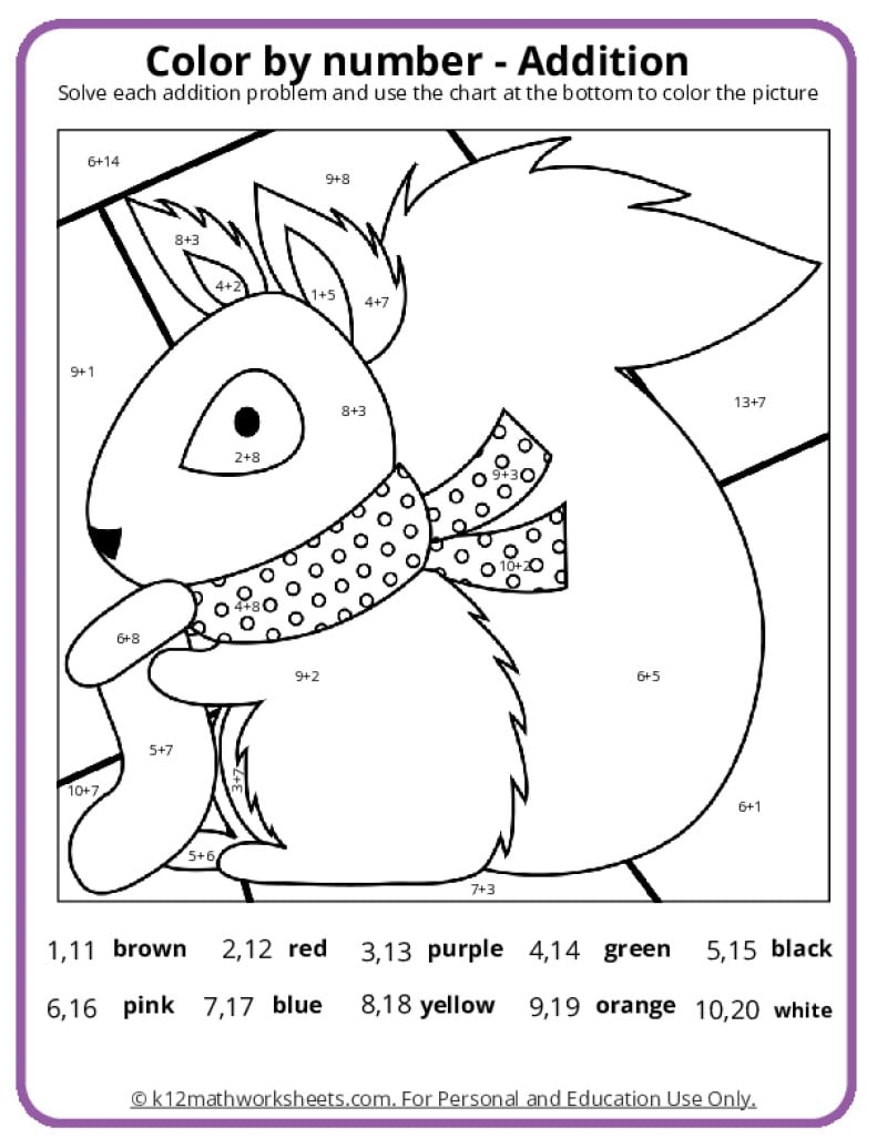 Winter Color By Number Pages K12 Math Worksheets Winter Color By Number Pages K12 Math Worksheets
