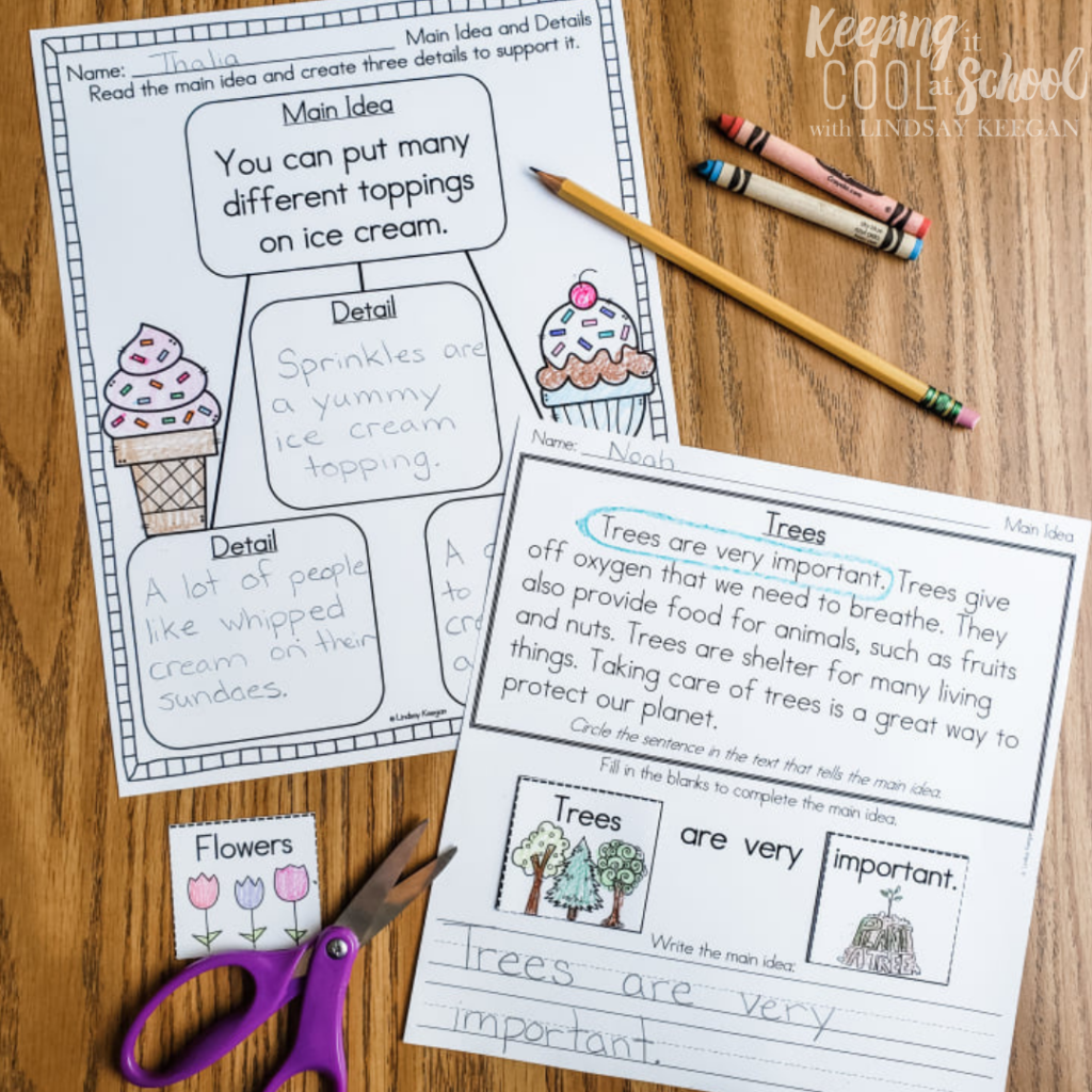 Reading Comprehension Worksheets 1st Grade Finding The Main Idea Teaching Resources