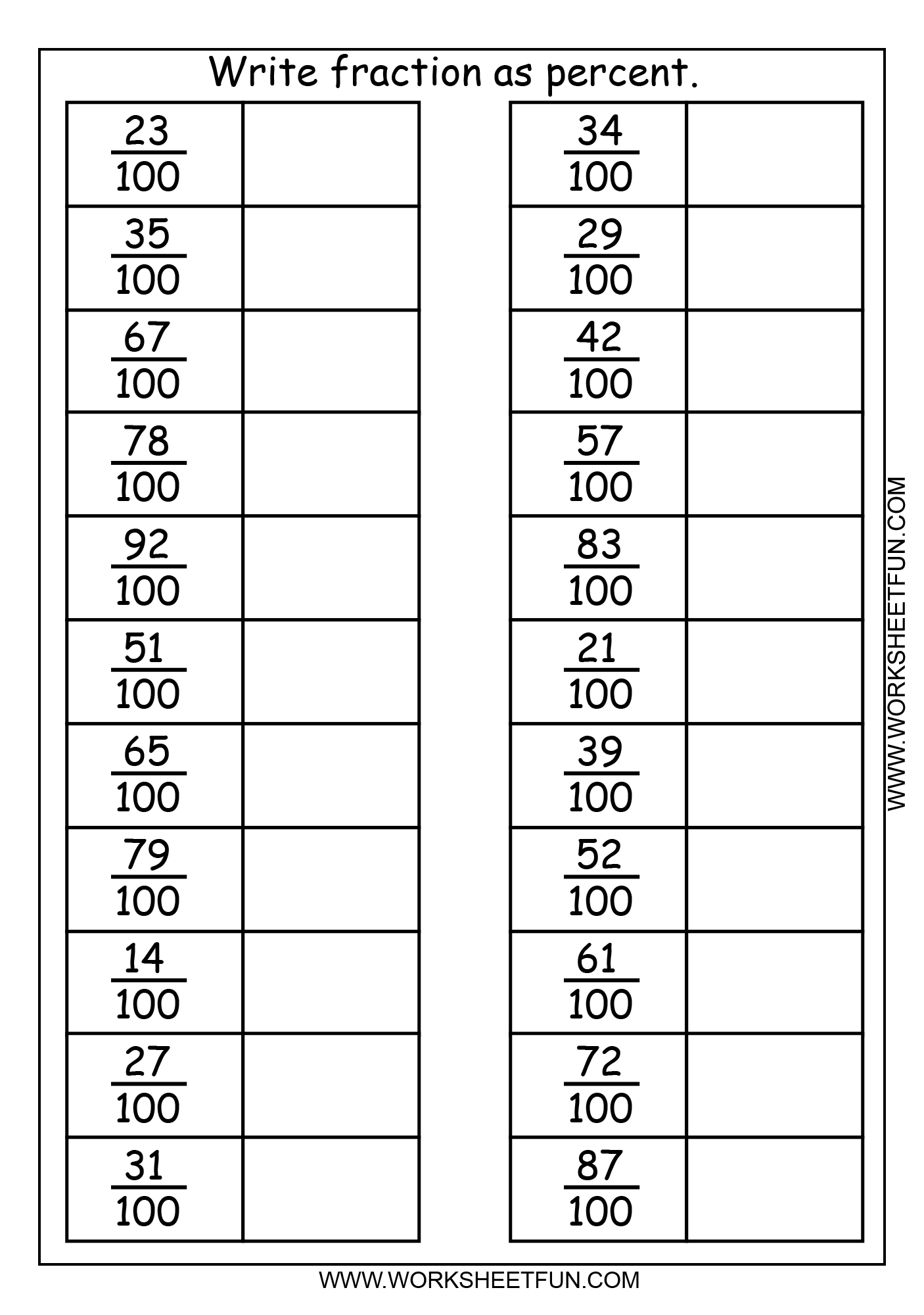 Write Fraction As Percent 3 Worksheets FREE Printable Worksheets Worksheetfun