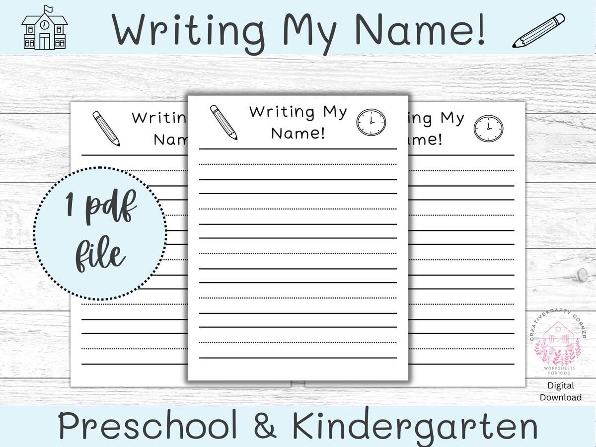 Writing My Name Worksheet Preschool Printable Name Writing Sheets Name Sheets Kindergarten Prep Printable Worksheets Kids Worksheets Etsy Name Trace Worksheet DIGITAL FILE Printable For Pre Schoolers Kindergarteners Etsy