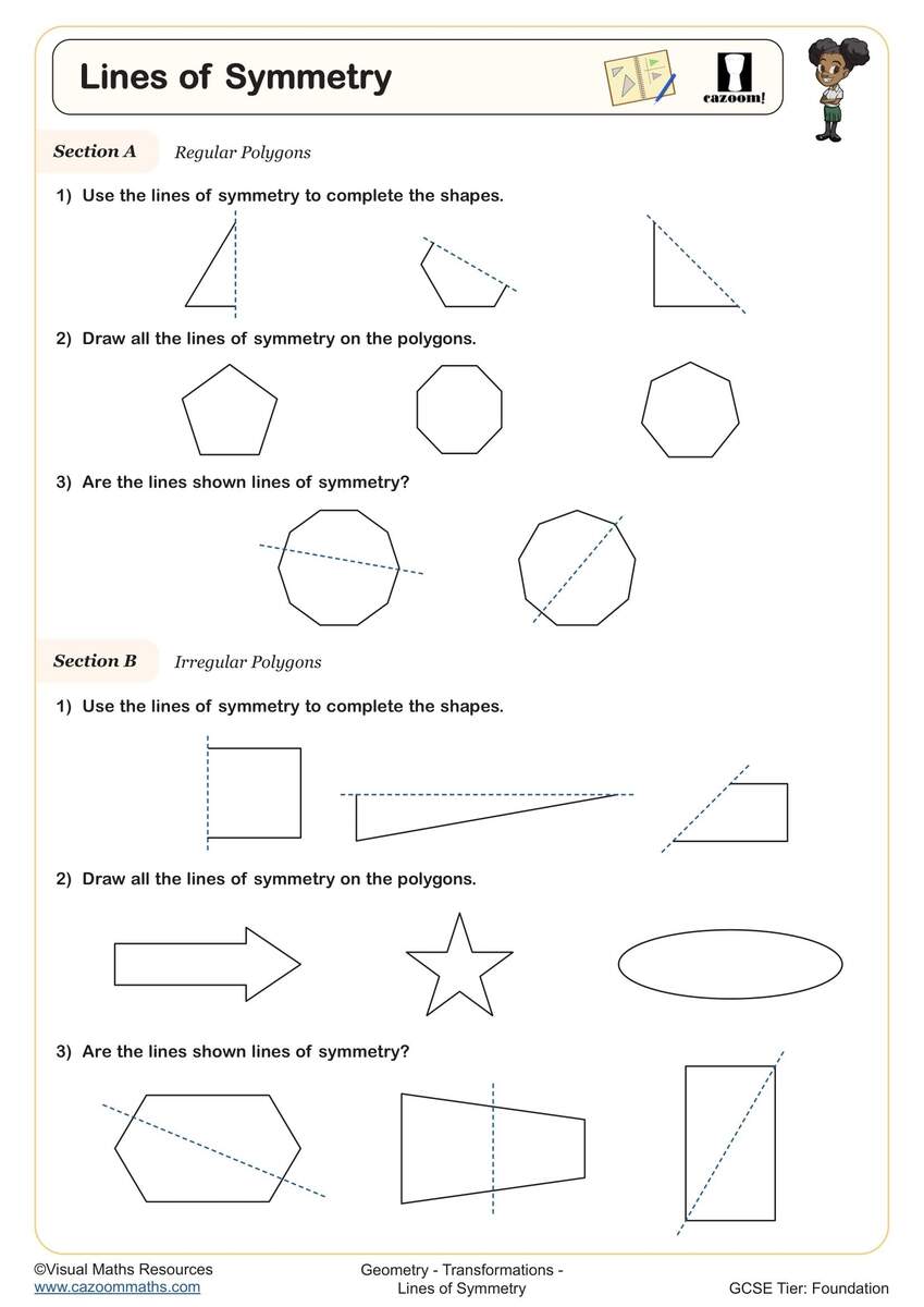 Rotational And Refelctive Symmetry Of Polygons Worksheet Printable Maths Worksheets