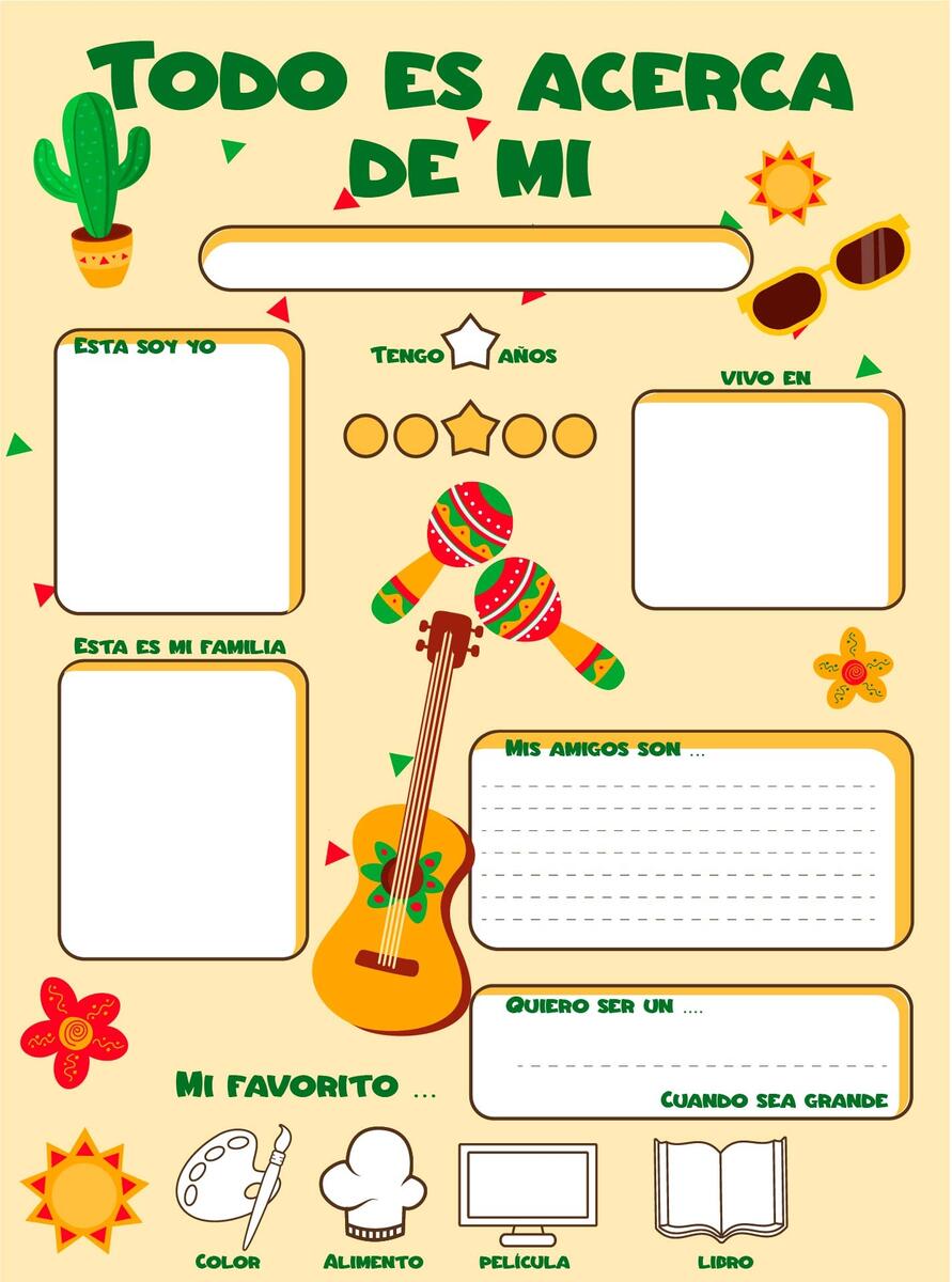 Yo All About Me Activity Spanish 1 Printable No Prep Worksheets Library